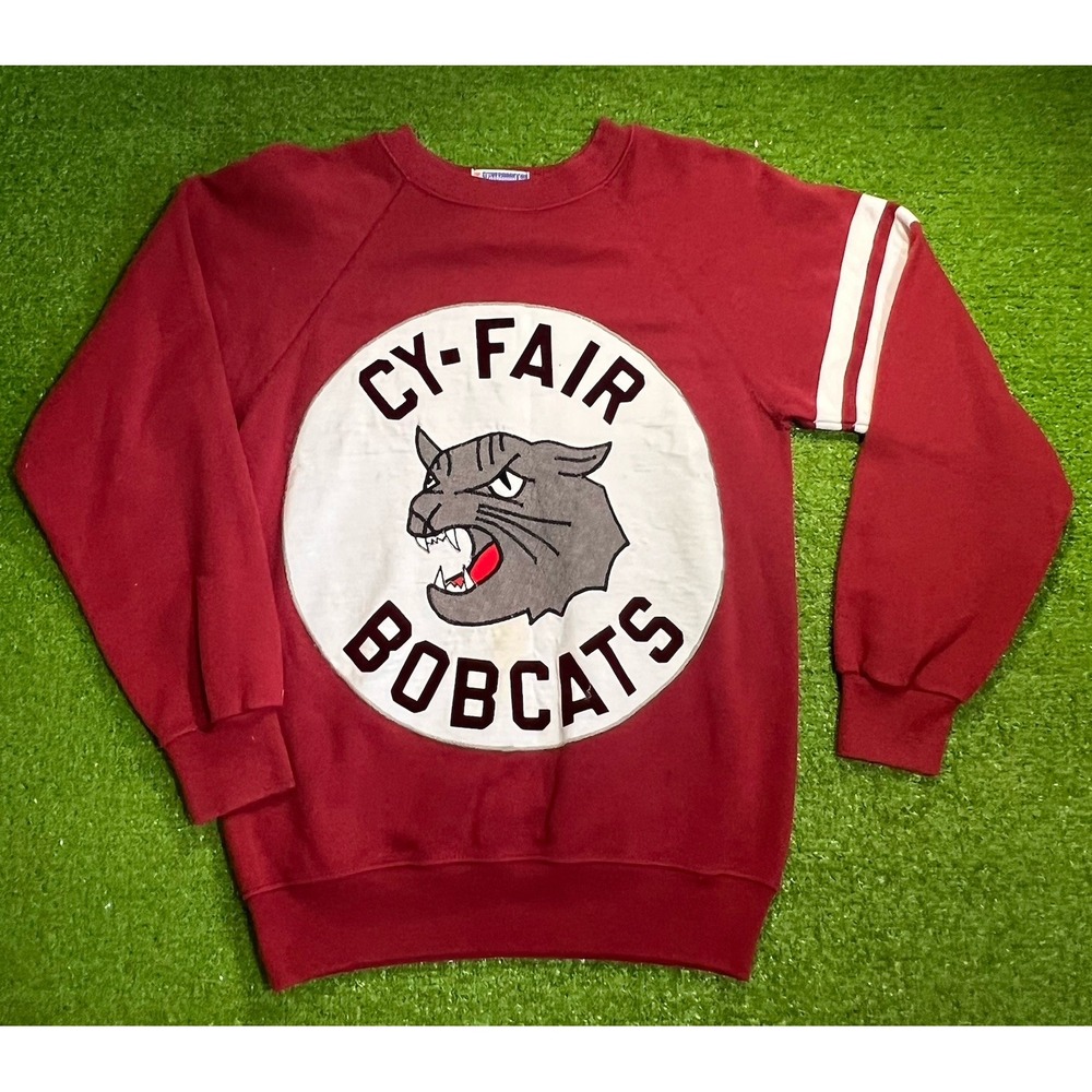 Vintage 80s Hanes Sweatshirt SM Cypress Texas Cy-Fair Bobcats Crewneck BFND